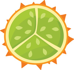 Poster - Top view kiwano icon cartoon vector. Eco dessert. Vitamin seed plant