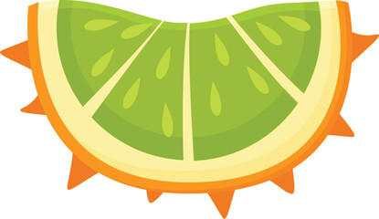 Poster - Piece of kiwano icon cartoon vector. Vitamin dessert. Summer leaf eco