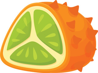 Poster - Natural kiwano icon cartoon vector. White green plant. Farm organic juice