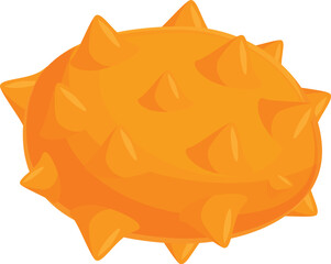 Poster - Whole kiwano icon cartoon vector. Leaves melon. Summer leaf tree