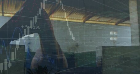Poster - Animation of financial data processing over horse in stable