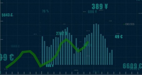 Poster - Animation of financial data processing over dark background