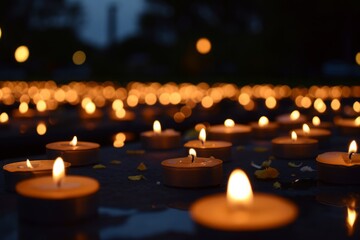 Lit Candles for a Candlelight Vigil or Memorial