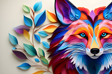 Wall Mural - adult confetti decorated with mandala fox images - an elegant and engaging coloring experience gener