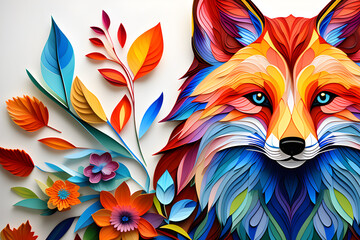 Wall Mural - adult confetti decorated with mandala fox images - an elegant and engaging coloring experience gener