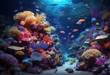 Fototapeta Las - Ornamental fish on the beautiful sea bottom with coral reefs