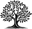 © Mrt - Tree with leaves silhouette black and white vector illustration isolated on transparent background