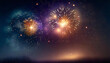 © seven sheep - 夜空にあがる打ち上げ花火　花火大会イメージ　Fireworks in the night sky. Fireworks display image.