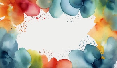 Wall Mural -  Watercolor border isolated on white, artistic background from AI Generative