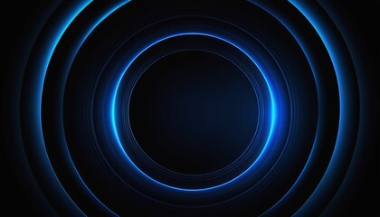 Poster - Modern Shiny Blue Circle Lines Pattern