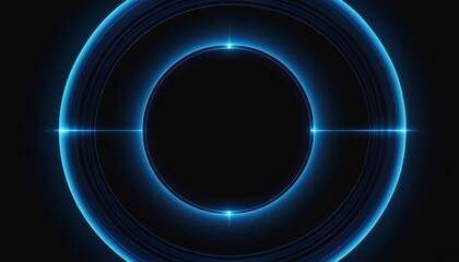 Poster - Glowing Geometric Lines on Dark Blue Background