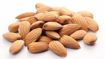 Wall Mural - Almonds on white background isolated on white background,. Created using Generative AI Technology