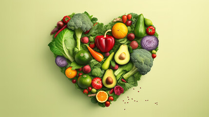 Wall Mural - Nutrient Healthy fresh raw food for the heart in a banner