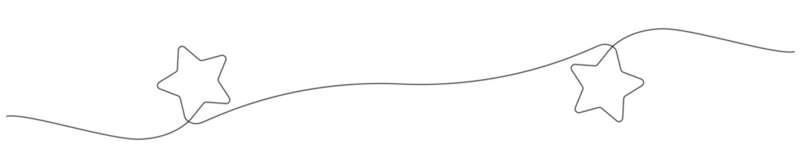 Wall Mural - Continuous one line drawing star. Sketch vector illustration.