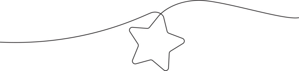 Wall Mural - Continuous one line drawing star. Sketch vector illustration.