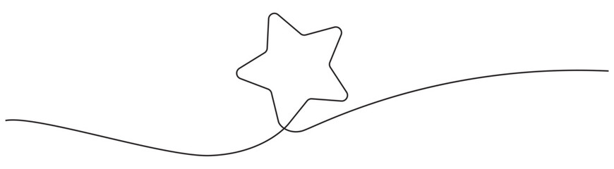 Wall Mural - Continuous one line drawing star. Sketch vector illustration.