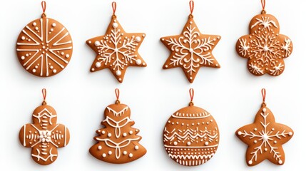 Wall Mural - Set of christmas homemade gingerbread cookies isolated on the white background isolated on white background,. Created using Generative AI Technology