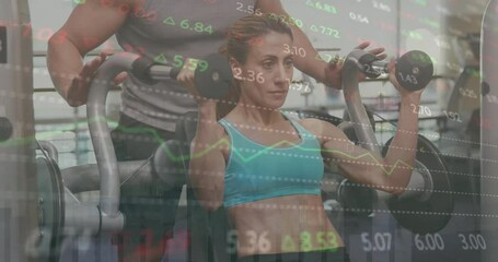 Poster - Animation of data processing over diverse people exercising in gym