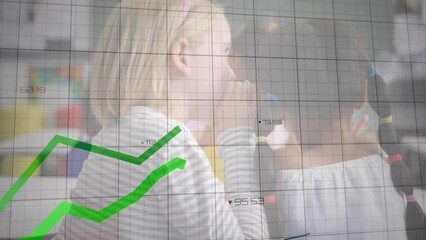 Poster - Animation of data processing over diverse schoolchildren in classroom