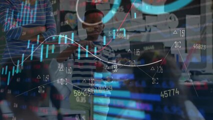 Poster - Animation of data processing over diverse schoolchildren in classroom