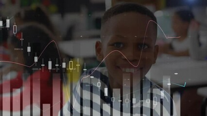 Poster - Animation of data processing over diverse schoolchildren in classroom