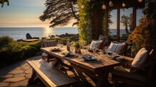 Romantic Outdoor Dining Area With Beach Views