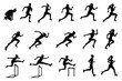 Set of silhouettes of female runners. Flat vector icon for woman or woman jogging for fitness apps and websites.