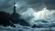 © SardarMuhammad - A lone lighthouse standing resilient against crashing waves, symbolizing guidance and hope in the tumultuous journey towards social justice, during a stormy twilight.