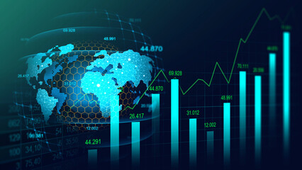 Stock market or forex trading graph in futuristic concept suitable for financial investment or Economic trends business idea and all art work design. Abstract finance background