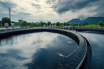 Wall Mural - Industrial wastewater treatment plant purifying water before it is discharged