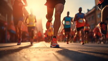 Running Marathon In Urban, Olympic Game With Generative AI