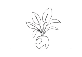 Wall Mural - Continuous single line drawing of a flower. Isolated on white background vector illustration. Pro vector.