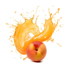 Wall Mural - peaches in juice splash isolated