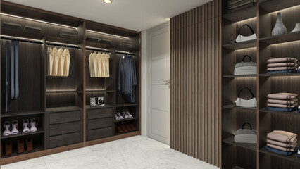 Wall Mural - Showcase Clothes and Wardrobe Display Cabinet with Industrial Style