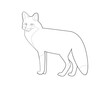 © Tanya Selez - Silhouette, contour, black and white fox. Wild animal. Coloring book for children