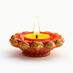 Sticker - Decorated diya isolated on white background