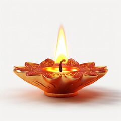 Wall Mural - Decorated diya isolated on white background