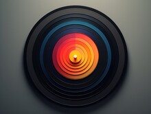 Colorful Concentric Circles Art Displayed Against A Neutral Wall. Record LP Background, Wallpaper