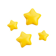 Wall Mural - vector cartoon 3d four sparkle gold stars. realistic 3d render magic game concept on white backgroun