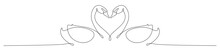 Continuous One Line Drawing Couple Swan Face Each Other. Vector Illustration Love Valentine.