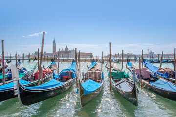  gondola at San Marco square waiting for tourists in Venice