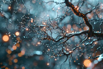 Poster - A picture of a tree covered in a thick layer of snow. Perfect for winter-themed designs and holiday projects