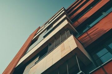 Poster - A tall building with a clock on the side. Can be used to represent city landmarks or architectural structures