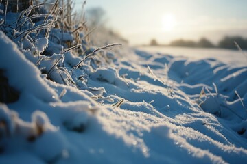 Poster - A snowy field adjacent to a beautiful forest. Perfect for winter-themed designs and nature-related projects