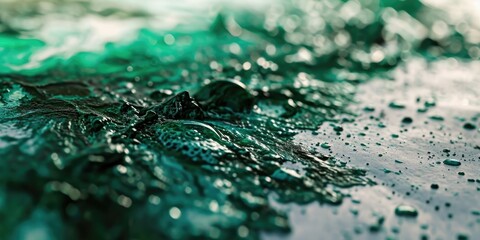 Poster - Clear close-up shot of water on a surface. Perfect for depicting tranquility or adding a refreshing touch to any project