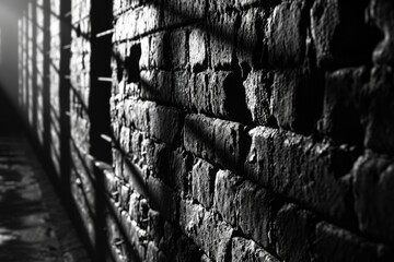 Poster - A black and white photo of a brick wall. Suitable for various design projects
