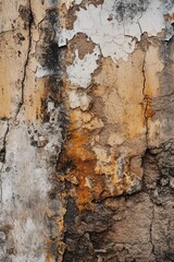 Canvas Print - A detailed view of a wall with peeling paint. Can be used to represent decay, deterioration, or an aged aesthetic