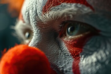Poster - A close-up view of a person with a painted face. This image can be used for various purposes