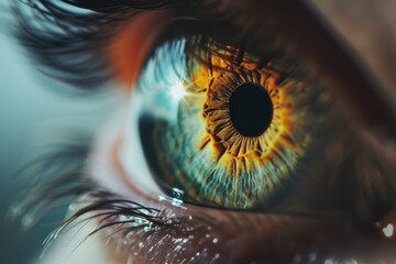 Poster - A close-up view of a person's eye. Can be used for medical illustrations or as a dramatic element in design projects