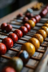 Poster - A wooden abacus toy with various colored balls. Perfect for educational and learning concepts